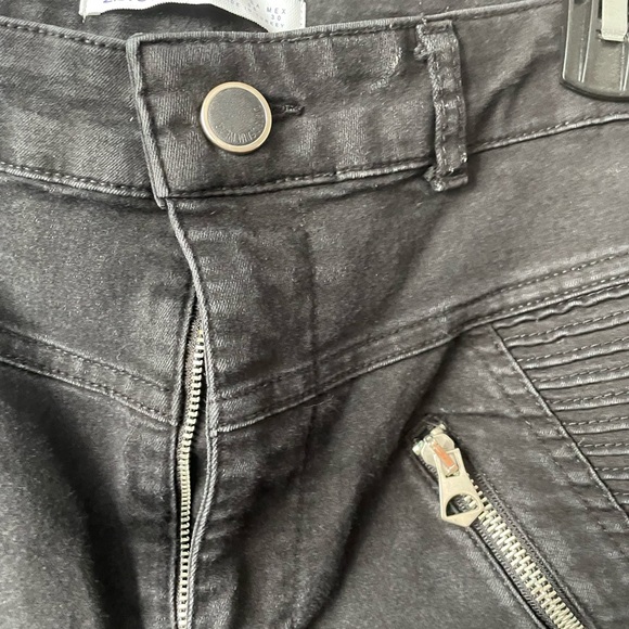 Zara Basics Moto Style Black Denim Skinny Jeans Size 8 - Picture 10 of 10